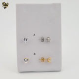 (4-2198) Stainless Steel - Heart Zircon Stud Earrings.