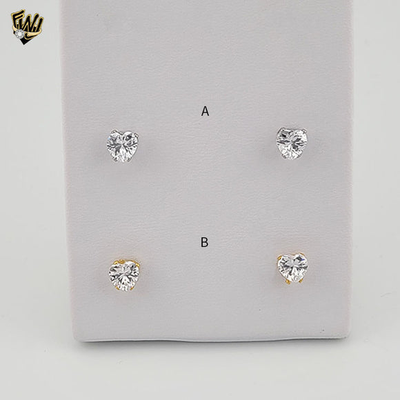 (4-2198) Stainless Steel - Heart Zircon Stud Earrings.