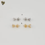 (4-2198) Stainless Steel - Heart Zircon Stud Earrings.