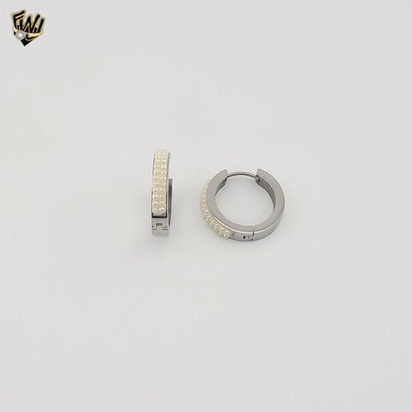 (4-2156) Stainless Steel - Hoops with Pearl Design.