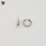 (4-2156) Stainless Steel - Hoops with Pearl Design.