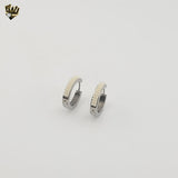(4-2156) Stainless Steel - Hoops with Pearl Design.