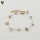 (4-4154) Stainless Steel - Puka Shell Bracelet - 6.5"