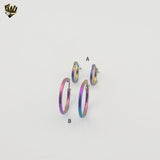 (4-2203) Stainless Steel - Rainbow Anodized Hoops.
