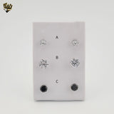 (4-2194) Stainless Steel - Round Zircon Stud Earrings.