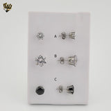 (4-2194) Stainless Steel - Round Zircon Stud Earrings.