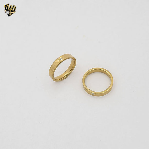 (4-0074) Stainless Steel - Simple Zircon Ring.