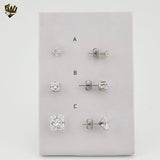 (4-2196) Stainless Steel - Square Zircon Stud Earrings.