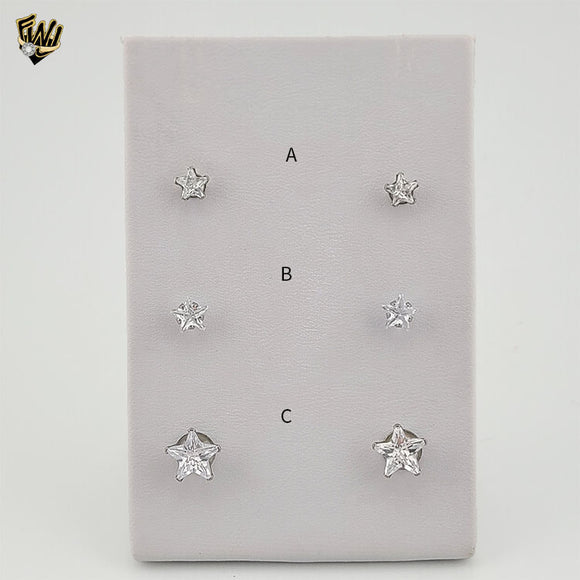 (4-2197) Stainless Steel - Star Zircon Stud Earrings.