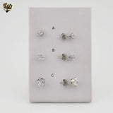 (4-2197) Stainless Steel - Star Zircon Stud Earrings.