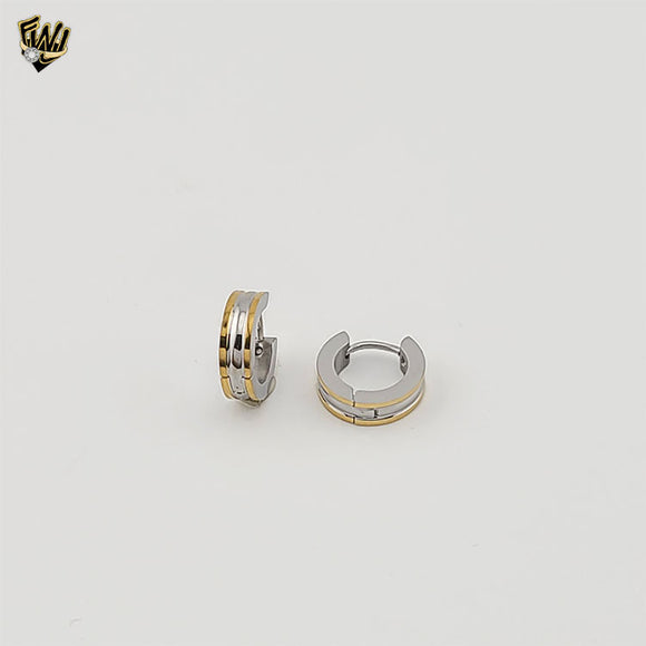 (4-2158) Stainless Steel - Two Tones Huggies Hoops