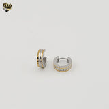 (4-2158) Stainless Steel - Two Tones Huggies Hoops