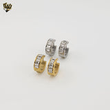 (4-2141) Stainless Steel - Zircon Hoops.
