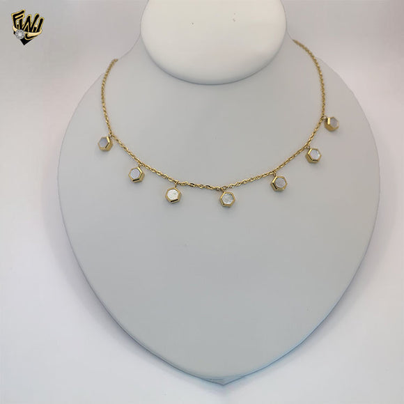 (4-7006-1) Stainless Steel - Nacre Charms Necklace.