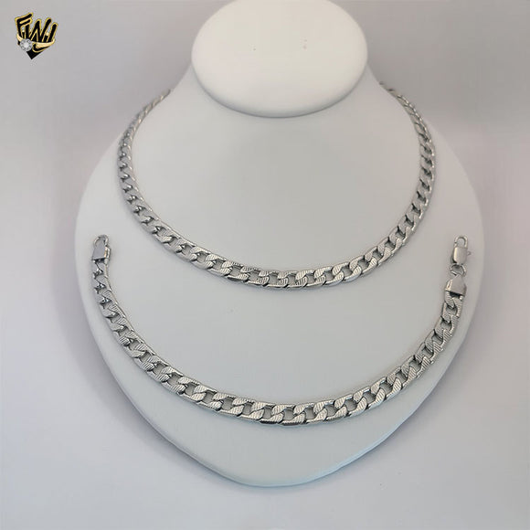 (4-7145) Stainless Steel - 9mm Curb Link Men Set - 24