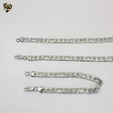 (4-7147) Stainless Steel - 9mm Figaro Link Men Set - 24".