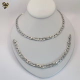 (4-7147) Stainless Steel - 9mm Figaro Link Men Set - 24".