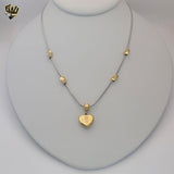 (4-7027) Stainless Steel - Two Tones Heart Necklace.