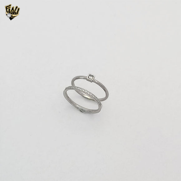 (4-0072) Stainless Steel - Wedding Zircon Ring.