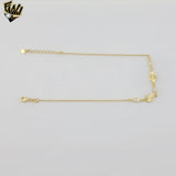 (1-0149) Gold Laminate - 1mm Rolo Link Zircon Anklet - 10" - BGO