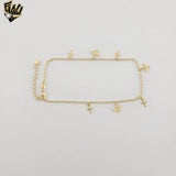 (1-0079) Gold Laminate - 1 mm Link Charms Anklet - 10" - BGO