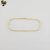 (1-0252-1) Gold Laminate - 2.5mm Flat Heart Link Anklet - 10" - BGF