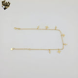 (1-0079) Gold Laminate - 1 mm Link Charms Anklet - 10" - BGO