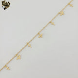 (1-0079) Gold Laminate - 1 mm Link Charms Anklet - 10" - BGO