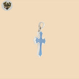 (2-1179) 925 Sterling Silver - Nacar Cross Pendants.