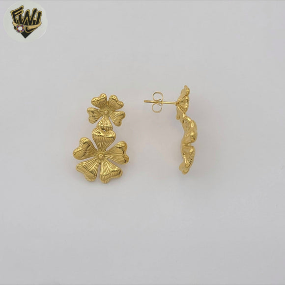 (4-2262) Stainless Steel - Double Flower Earrings.