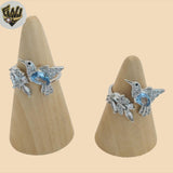 (2-5150) 925 Sterling Silver -  Zircon Hummingbird Ring