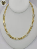 (1-6227) Gold Laminate -6.5mm Curb Link Puff Mariner Necklace - BGO