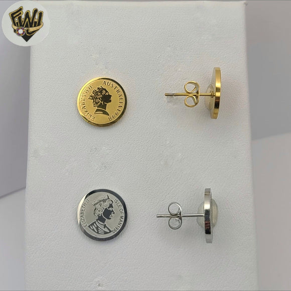(4-2224-1) Stainless Steel - Queen Elizabeth Stud Earrings.