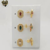 (1-1209-3) Gold Laminate - Zircon Stud Earrings - BGO
