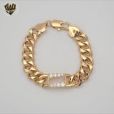 (1-60061) Gold Laminate - 14mm Curb Link Men Bracelet - 9" - BGO