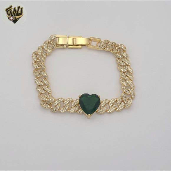 (1-0829) Gold Laminate - 9mm Zircon Curb Bracelet - BGO