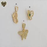 (1-2393) Gold Laminate - Butterfly Pendants - BGO