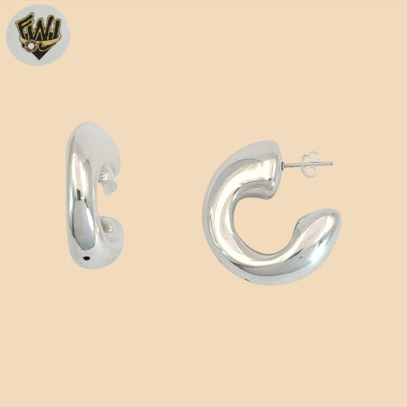 (2-3243) 925 Sterling Silver - Chunky Half Hoop Earrings.