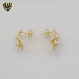 (1-1211) Gold Laminate - Double Pearl Stud Earrings - BGF