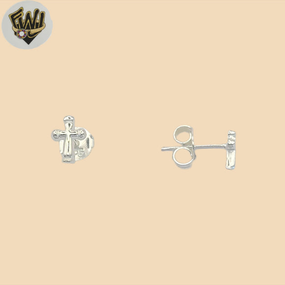 (2-3214-3) 925 Sterling Silver - Small Cross Stud Earrings.