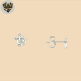 (2-3214-3) 925 Sterling Silver - Small Cross Stud Earrings.