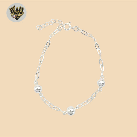(2-0301-1) 925 Sterling Silver - 1.5mm Link Balls Bracelet.