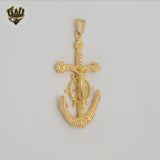 (1-2423) Gold Laminate - Anchor Jesus Christ Pendant - BGO