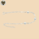 (2-0301-1) 925 Sterling Silver - 1.5mm Link Balls Bracelet.