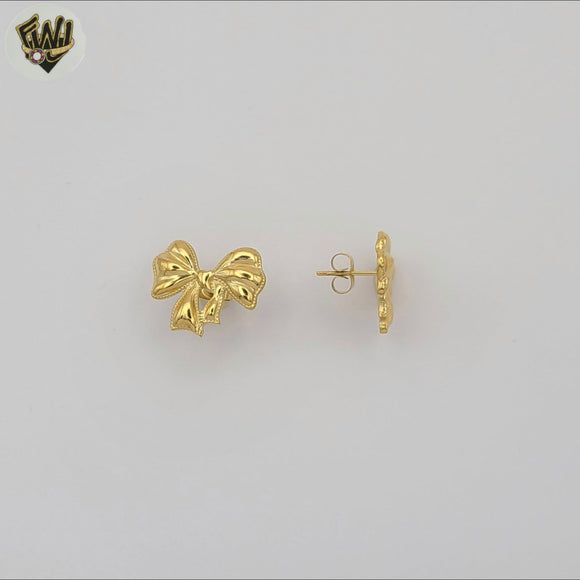 (4-2105) Stainless Steel - Bow Stud Earrings.