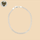 (2-2807-2) 925 Sterling Silver - 1mm Double Curb Link  Bracelet.