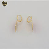 (1-1232-3) Gold Laminate - Red Heart Dangling Earrings - BGF