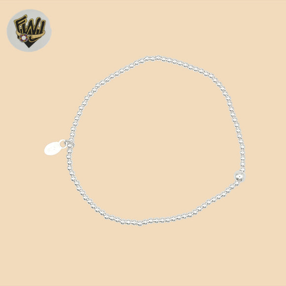 (2-0438) 925 Sterling Silver - 2mm Elastic Balls Bracelet.