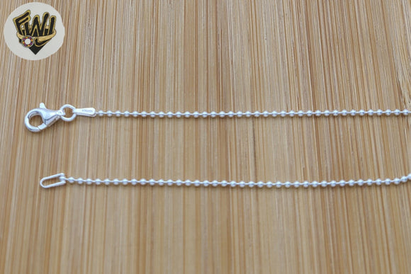 (2-0146) 925 Sterling Silver - 1.5mm Smooth Ball Link Anklet - 10