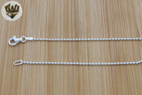 (2-0146) 925 Sterling Silver - 1.5mm Smooth Ball Link Anklet - 10"